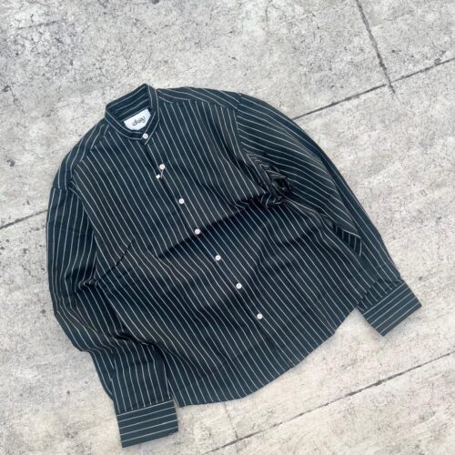Dark Green Striped Linen Shirt